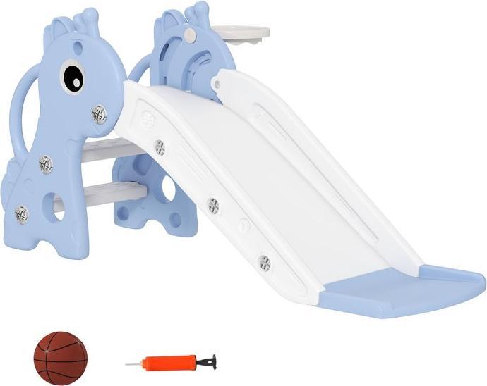 Actual product image Swisshandel24 Kinderrutsche, 3 in 1, Kleinkinderrutsche mit Basketballkorb, Basketball, Blau