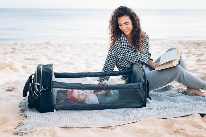 Actual product image Bizzi Growin POD Baby Travel Crib Changing Bag - Chelsea Black