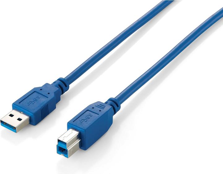 Actual product image equip USB 3.0 cable A->B 3m S/S blue (3 m, USB 3.0)