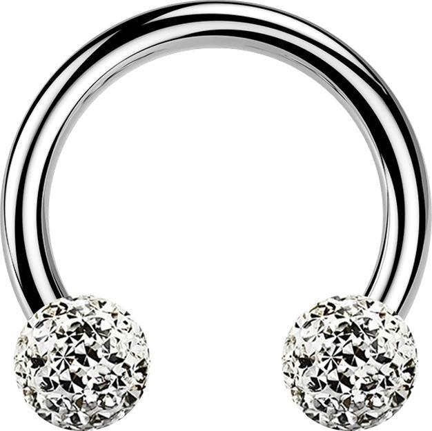 Image du produit Star Piercing Circular Barbell argent avec deux boules de cristal argenté époxy de protection (Titane G23, sans laiton)