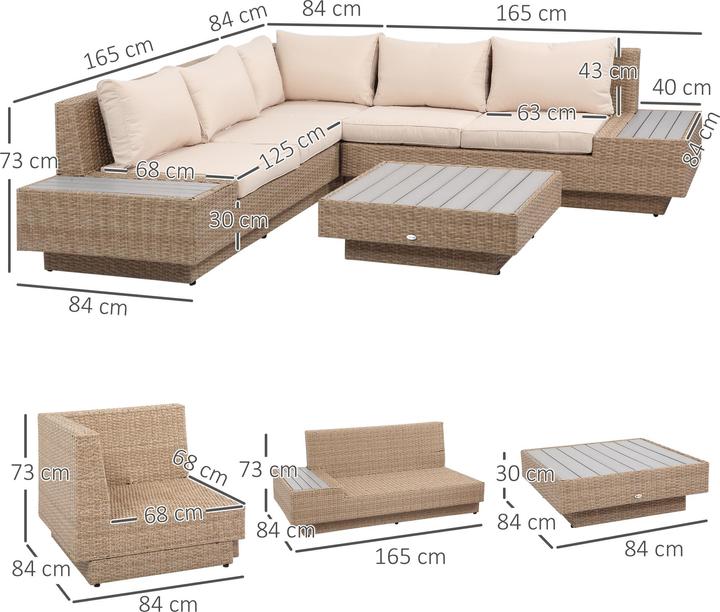 Produktbild Outsunny Luxus Polyrattan Loungeset