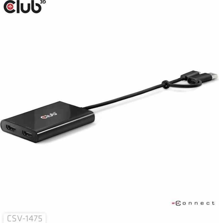 Productafbeelding Club 3D Club3D Adapter USB-C (USB A Adapter) > 2x HDMI 4K@60Hz St/Bu detailhandel (USB Type-C, 9 cm)