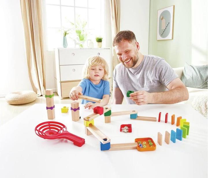 Actual product image Hape Two lane marble run with dominoes