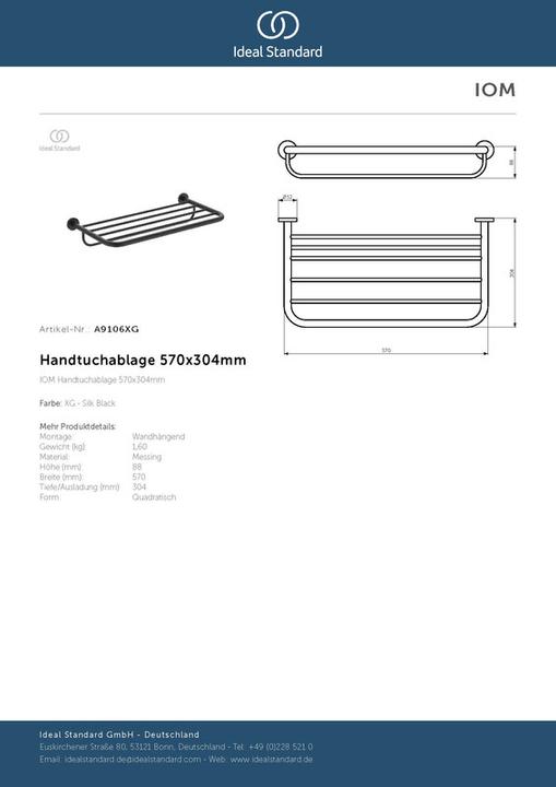 Produktbild Ideal Standard Badetuchablage IOM 570mm