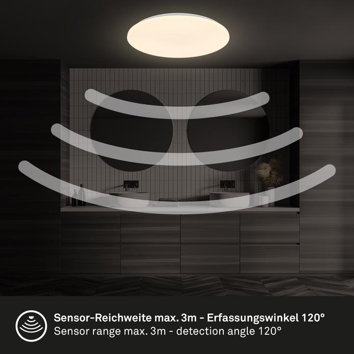 Immagine prodotto Briloner Plafoniera LED, sensore microonde, bianco, LED / 24W, IP54 (2600 lm)