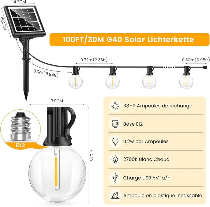 Produktbild Lumina Swiss Solar LED Lichterkette ProControl (30 m)