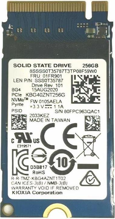 Lenovo TOSHIBA BG4 256GB M.2 PCIe 2242 KBG40ZNT256G SSD (256 GB, M.2 2242)