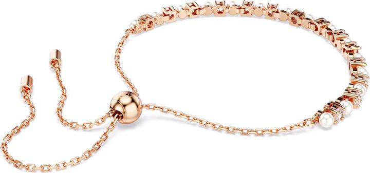 Actual product image Swarovski Matrix Tennis Armband Kristallperle Rundschliffe Weiss Roségold Legierungsschicht (24 cm, Swarovski Metal)