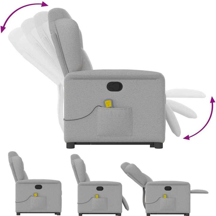 Actual product image VidaXL Massage chair with stand-up aid Cloud grey fabric