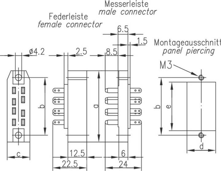 Nährwerte und Zutaten Telegärtner Steckverbinder nach DIN 41 622 Kontaktanordnung asymmetrisch Federleiste B 16 a
