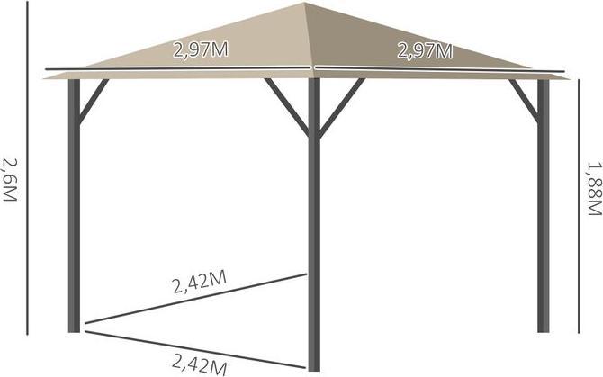 Produktbild Swisshandel24 Gartenpavillon 3x3 m mit Belüftungslöcher mit 4x Seitenteile Alu Polyester (297 cm, 297 cm)