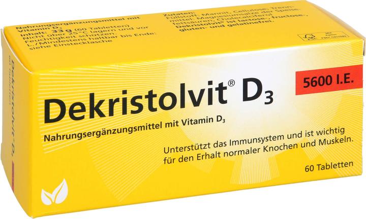 Image du produit Dekristolvit D3 5600 I.U. en comprimés, 60 comprimés (60 pièce(s), Cachets, 60 g)