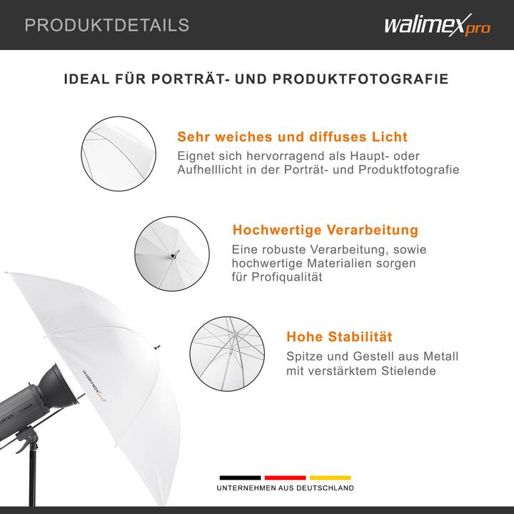Actual product image Walimex Transmitted light umbrella 140cm (Umbrella, 140 cm)