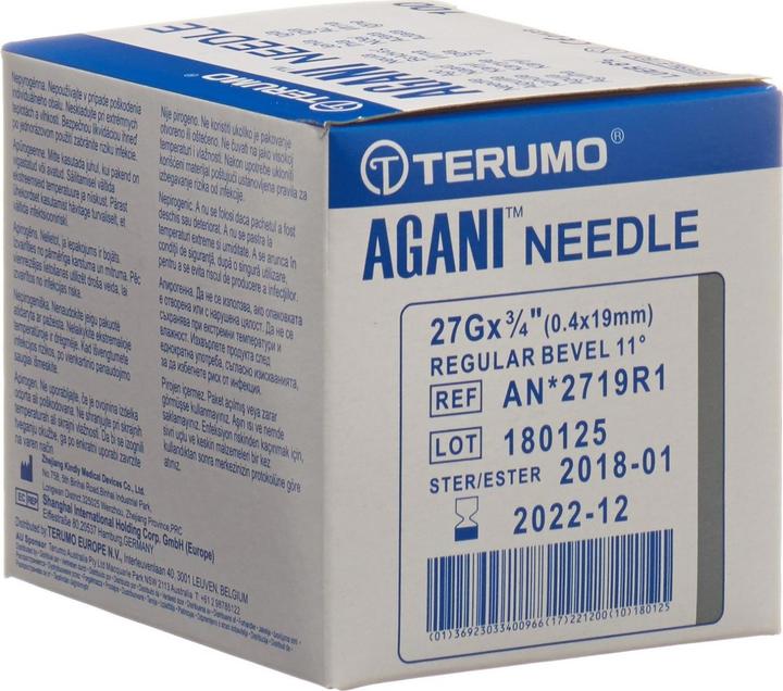 Terumo Agani Einmalkanüle 27G 0.4x19mm grau (100 Stk)