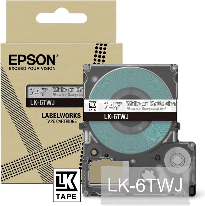 Epson Matte Clear/White 24mm LK-6TWJ (2.40 cm, Transparent)