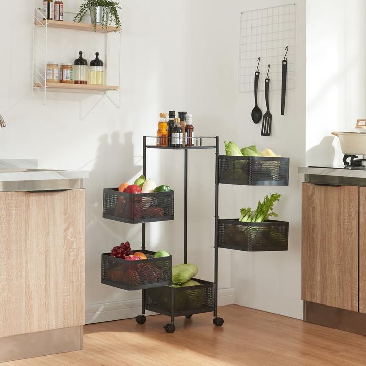 Actual product image En.Casa Sunndal trolley with 5 levels 94.5x27x27cm Black