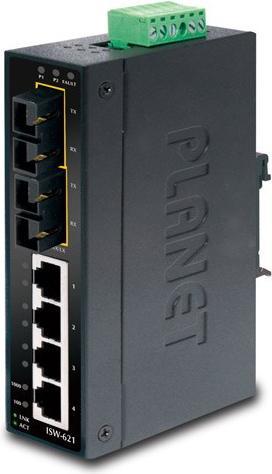 Image du produit Planet Switch industriel Fast Ethernet 4 ports RJ45 + 2 ports Gigabit Combo IP30 (4 Ports)