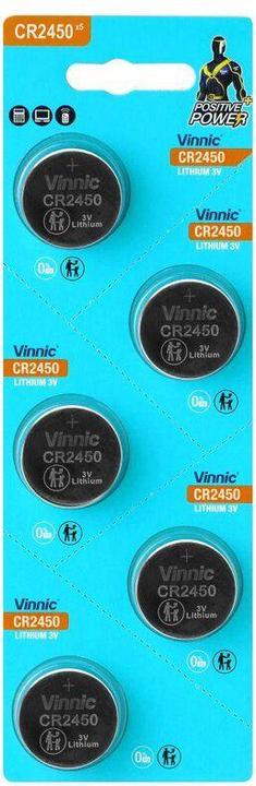 Vinnic Lithium-Knopfzelle, CR2450 (5 Stk., CR2450, 560 mAh)