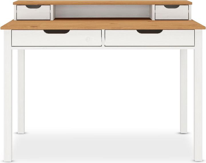 Produktbild IDIMEX Schreibtisch RAUL mit 4 Schubladen aus Massivholz – Eiche/Weiss (114 x 54 x 87 cm)