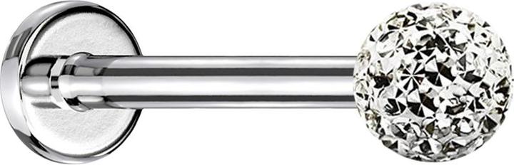 Immagine prodotto Star Piercing Micro Labret in argento con sfera di cristallo in argento e strato protettivo epossidico (senza ottone, Acciaio chirurgico 316L)