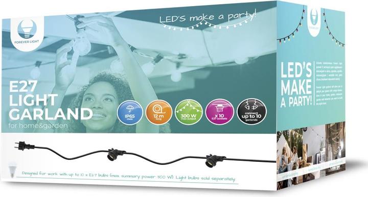 Immagine prodotto Forever Light Ghirlanda luminosa 12m 10 slot E27 IP65 (1200 cm, Interno, Esterno)