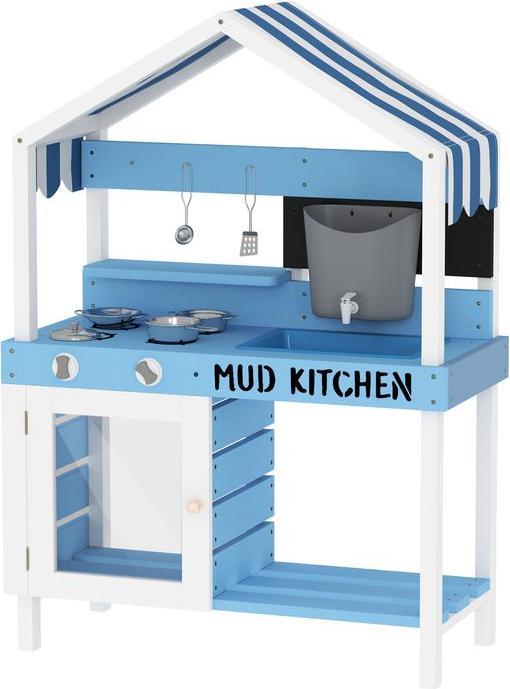Produktbild Swisshandel24 Matschküche Kinder Outdoor Gartenspielküche mit Herd, Spüle, Zubehör Blau