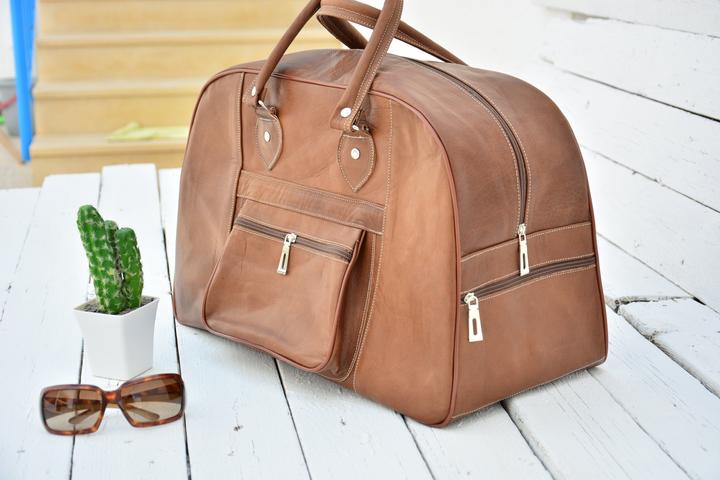 Immagine prodotto Only-Bags.Store Borsa da viaggio in pelle marrone scuro per uomini e donne, borsa da viaggio Weekender Overnight