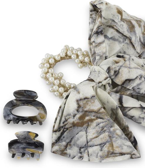 Immagine prodotto Trisa Capelli - Scrunchie e fermagli per capelli con perle, grigio (Elastico per capelli)