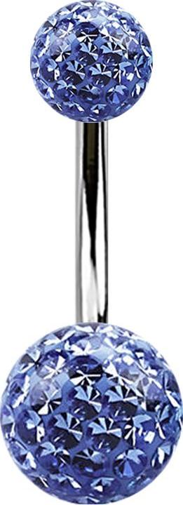 Star Piercing Banane silber mit zwei Kristall Kugeln hellblau Epoxy Schutzschicht (ohne Messing, Titan G23)