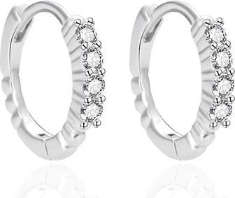 Image du produit Agato - Round silver earrings with clear zircons AGT-E065KW