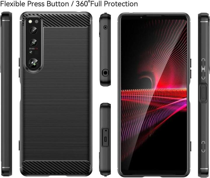 Produktbild Cover-Discount Sony Xperia 1 IV - Metall Carbon Look Hülle schwarz (Sony Xperia 1 IV)