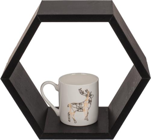Image du produit Ootb Étagère murale noire, 6 faces, lot de 2 (23 x 20 x 9 cm)