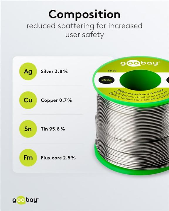 Produktbild Goobay Profi-Lötzinn bleifrei, ø 0,8 mm, 250 g (Lötzinn)