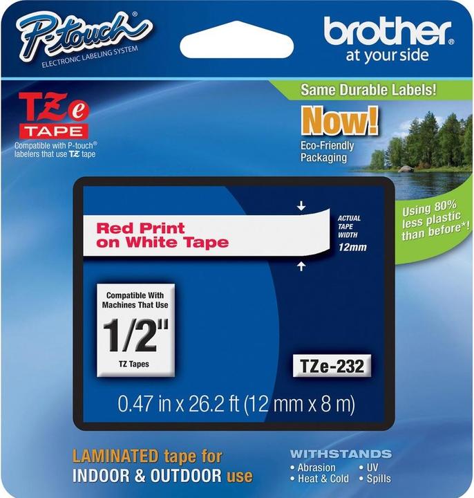 Produktbild Brother Tze-232 (1.20 cm, Rot, Weiss)