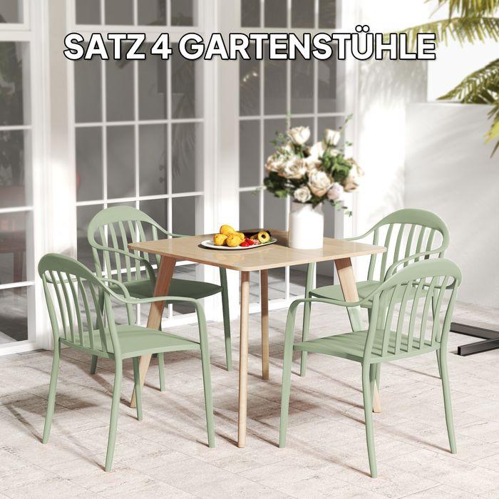 Produktbild Swisshandel24 4er Set Gartenstuhl, Kunststoff, stapelbar, bis 120 kg, Grün