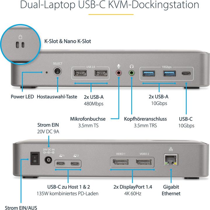 Image du produit StarTech 129UE-USBC-KVM-DOCK