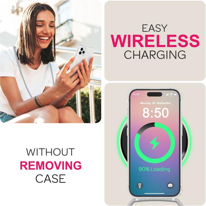 Actual product image Nalia Clear cover with chain to hang around