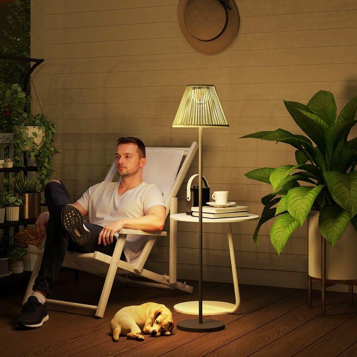 Produktbild Swisshandel24 Stehlampe Rattan Solarlampen mit Lichtsensor Boho-Stil IP44 Ø33x135 cm (15 lm, IP44)