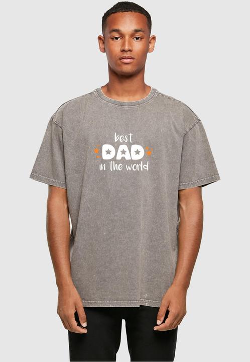 Actual product image Merchcode Fathers Day - Best Dad In The World Acid Washed Heavy Oversized Tee - 113611 (4XL)