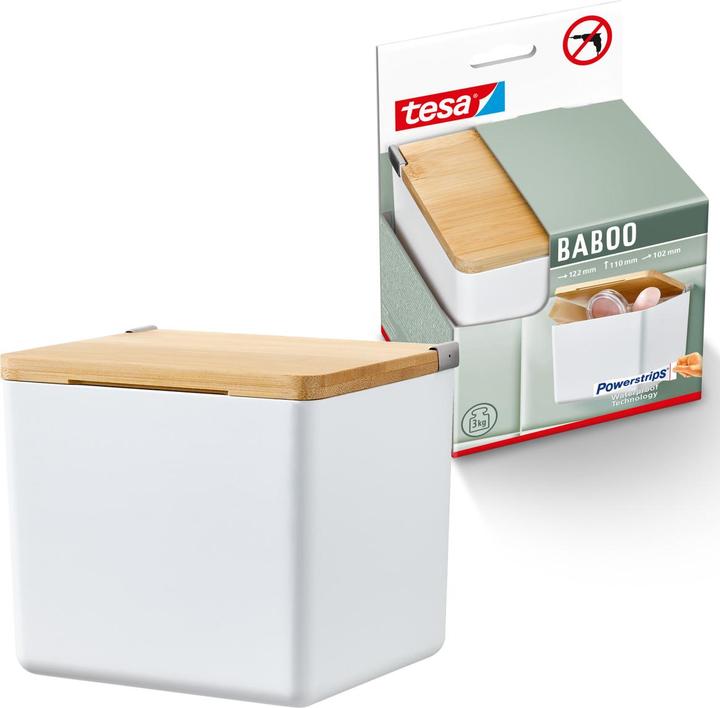 Actual product image tesa BABOO storage box with lid, small incl. adhesive solution without drilling
