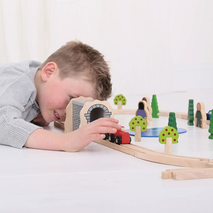 Actual product image Bigjigs Wooden rail gray tunnel