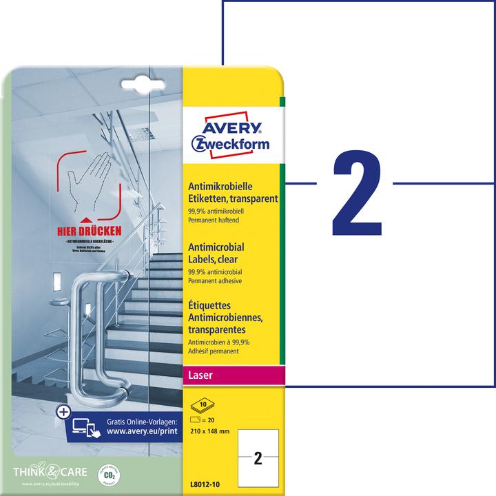 Immagine prodotto Avery AVZ L8012-10 Etichette antimicrobiche 210x148 mm trasparenti