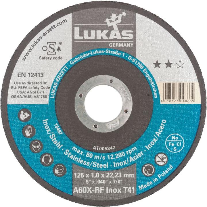 Produktbild Lukas 10x Trennscheiben in Dose T41 für Edelstahl 125x1mm gerade