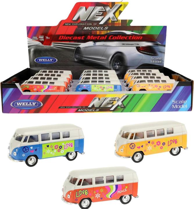 Produktbild Toi-Toys Welly Volkswagen 1962 Bus mit Aufdruck assortiert