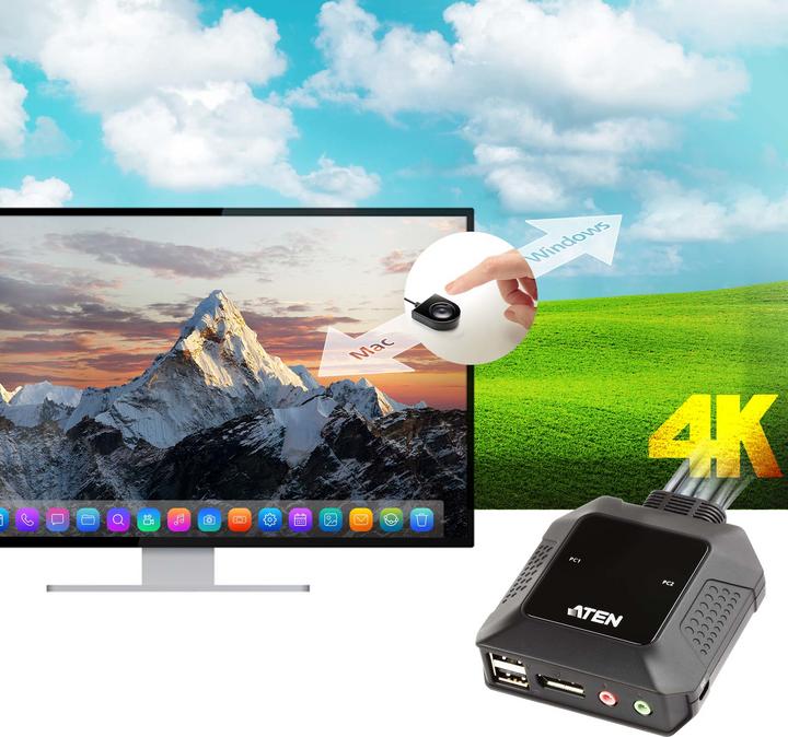 Actual product image Aten CS22DP: USB DP KVM Switch, 2Port