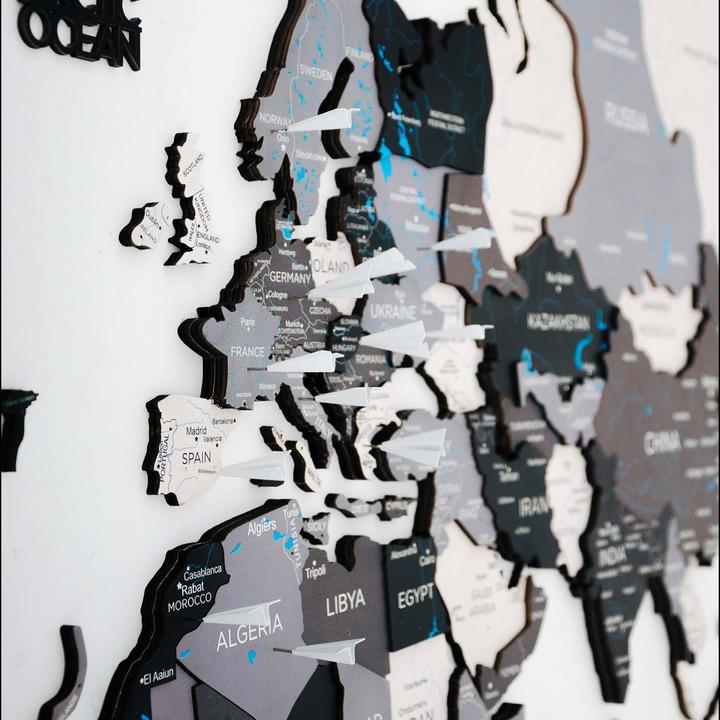 Image du produit Enjoy The Wood Carte du monde en 3D (120 x 200 cm)