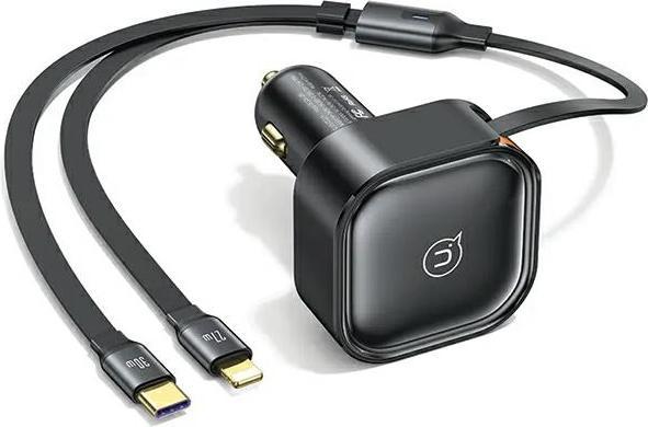 Immagine prodotto Usams Ład. sam. ze zwijanym kablem 1xUBS-C+1x Lightning C41 PD 30W Fast Charge czarny/nero CC219CC0 (30 W)