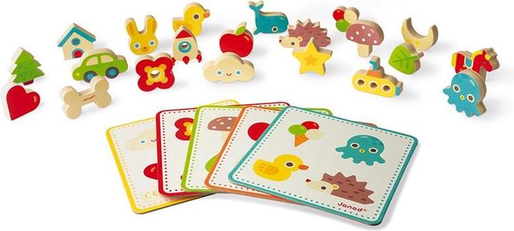 Produktbild Janod J05318 Memory-Tastspiel, lehrreiches Familienspiel, für Kinder ab 3 Jahren (Italienisch, Englisch, Spanisch, Deutsch, Niederländisch, Französisch)
