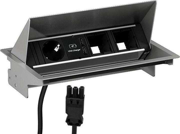 Produktbild Bachmann 900.408 CONEO Set Einbaurahmen u.4-fach Steckdosenleiste (1 x, USB-A, 0.20 m)