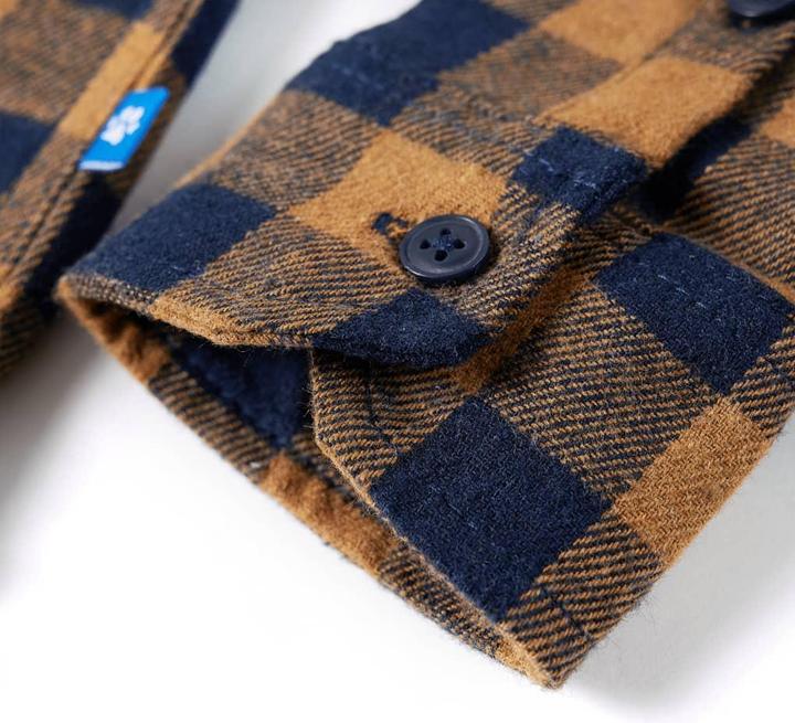 Immagine prodotto VidaXL Camicia da bambino con motivo a quadri cognac e blu 104,Materiale: 80 (104)